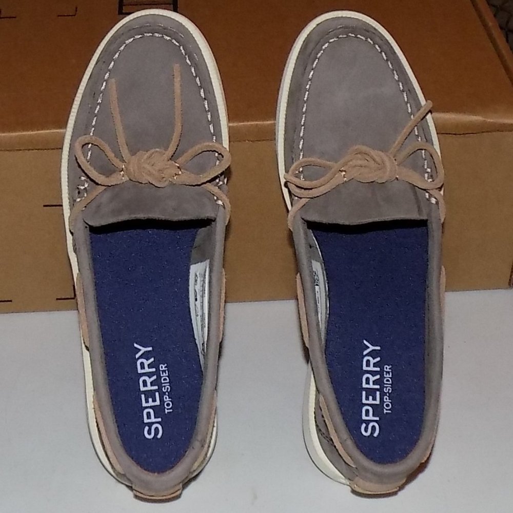 Sperry Top Sider gray/taupe suede (leather) US 6.5